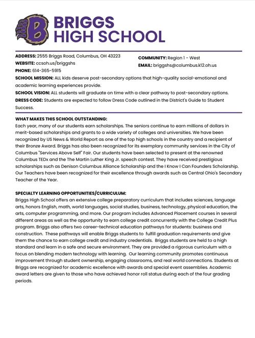 Fast Facts - Briggs HS pg 1